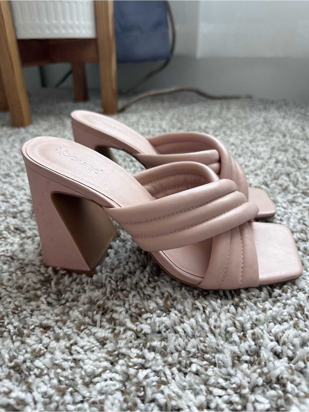 Abound Blush Pink Padded Strap Block Heel Mules